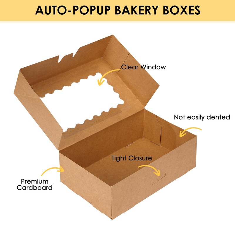 28pcs Cookie Boxes with Window, 9x6x3 Inch Brown Bakery Boxes Pastry Containe... gallery