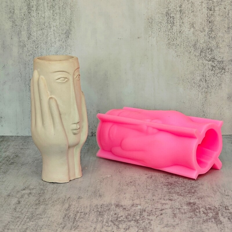 Abstract Art Face Shape Silicone Flowerpots Molds Silicone Concrete Moulds gallery