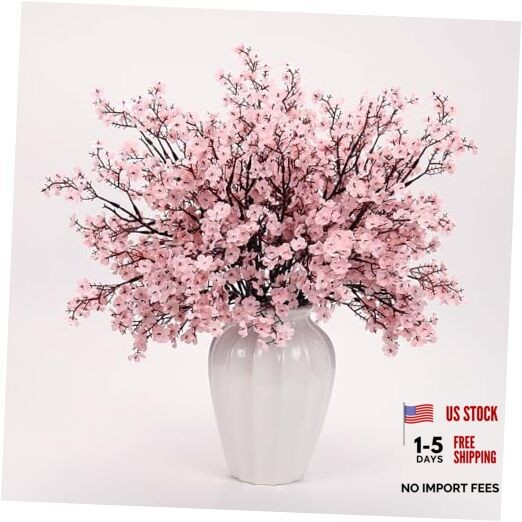 8Pcs Baby’s Breath Artificial Flowers Real Touch Silk Babys Breath Pink