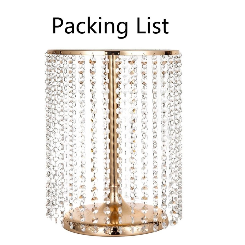 Round Metal Cake Stand with crystal pendants and beads, 12 Inch Gold Cake Decora gallery
