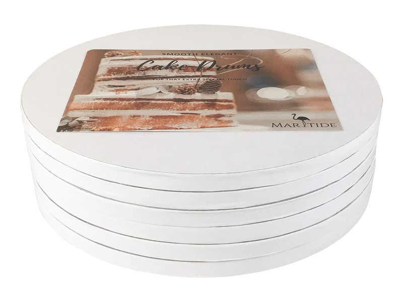 White Cake Board Drums 6 Inch Round 1/2 Inch Thick For Tiered Cakes 6 PCS