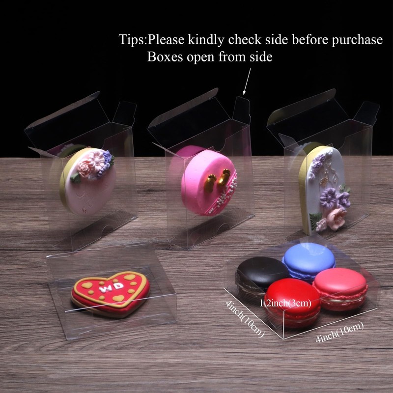 Clear Cookies Boxes 50 Pack 4x4x1.2 Inch Full Window Plastic Small Treat Box gallery