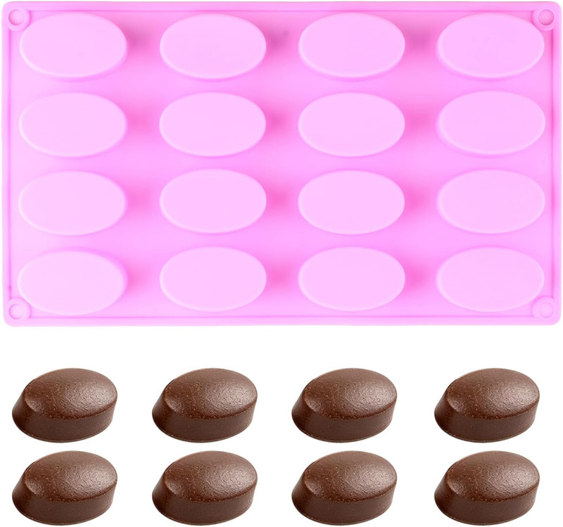 16 Cavity Oval Silicone Chocolate Molds for Chocolate Biscuit