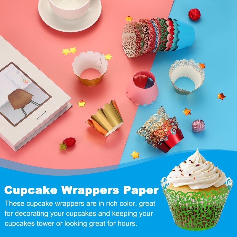 Cupcake Wraps, 50 Pack Reflective Green Wine Decor Paper gallery