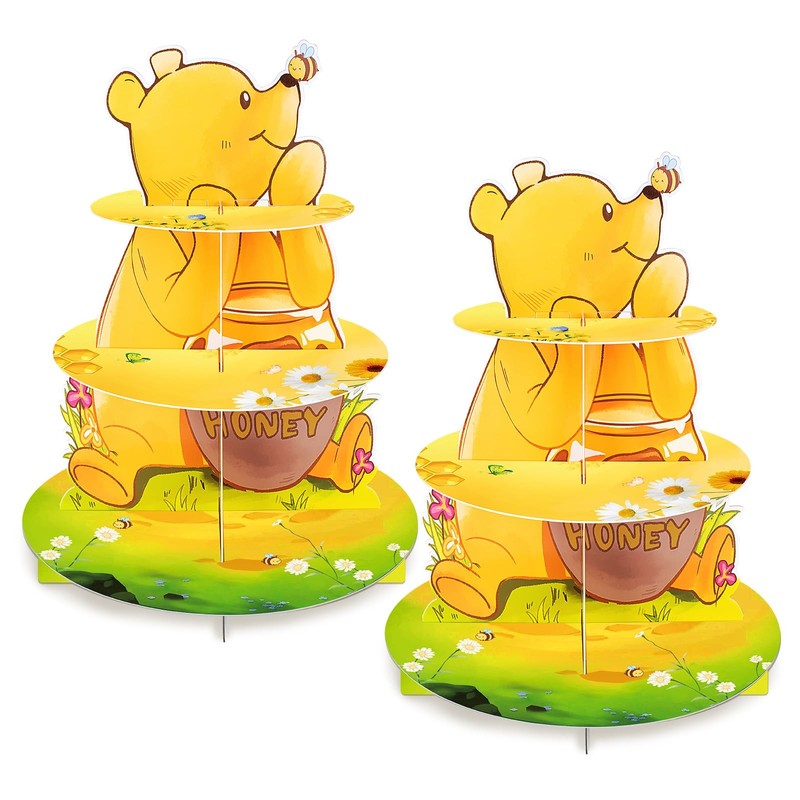 2 Pack Winnie Baby Shower Decorations Birthday Cupcake Stands: Bear Party The…