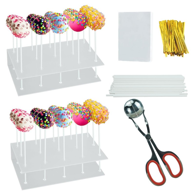 Qicfrk Cake Pop Kit- Includes Cake Pop Sticks and Wrappers, Metal Ties Cake L…