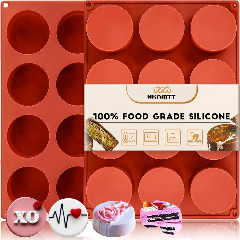 Round Silicone Molds 2 PCS, 12-Cavity 2.1″ Cylinder Chocolate Covered Cookie Mol