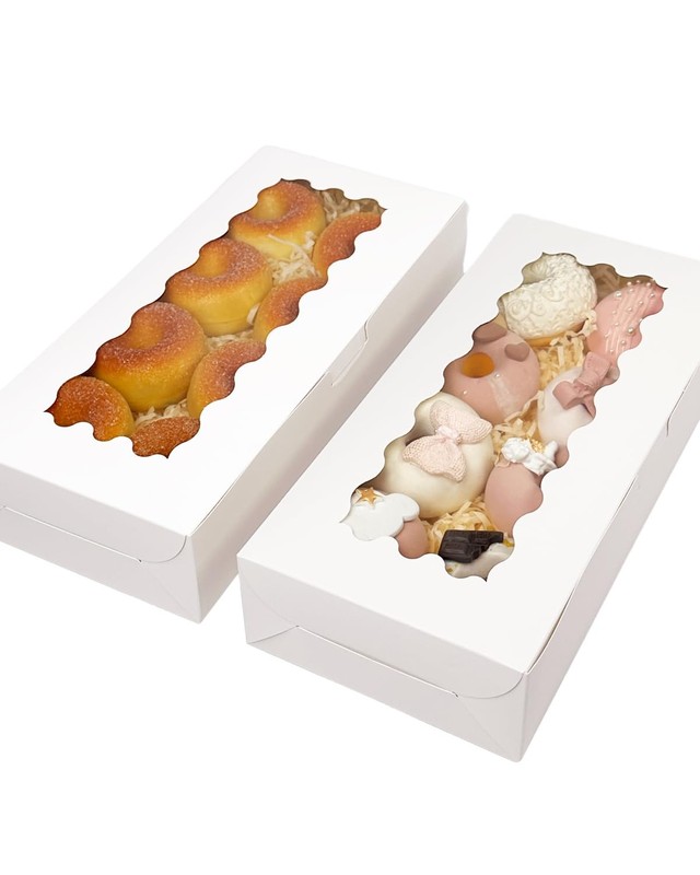 50 Packs White Cookie Box Window 12x5.5x2.5 Inch Pastry Biscuit Packaging gallery