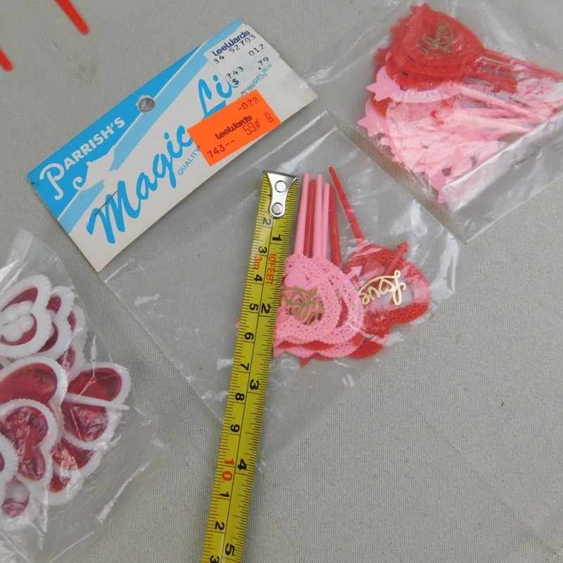 Vintage 53pc Lot Valentine's Day Hearts Cupcake & Cake Topper Decoration Picks gallery