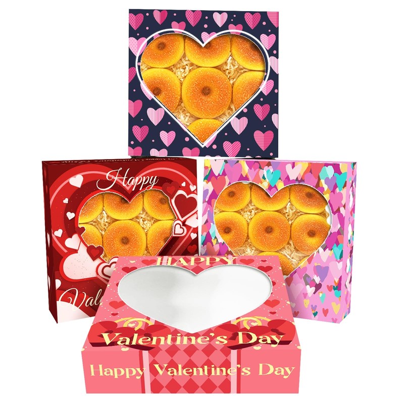 30 PCS Valentines Pie Boxes 10x10x2.5 Inch Window AutoPopup Bakery Case