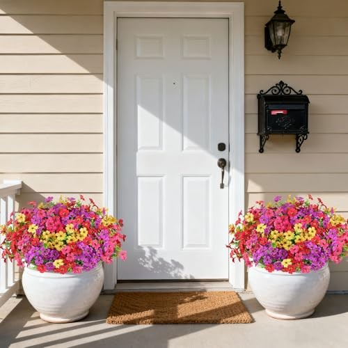 16 Bundles Artificial Flowers for Outdoors, Realistic Fake 16PCS Mix 4 Colors gallery