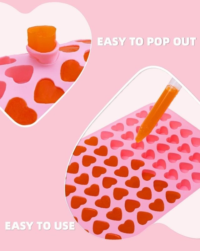 Heart Silicone Gummy Molds 2 Pack with 2 Droppers, Mini Heart Chocolate Mold, No gallery