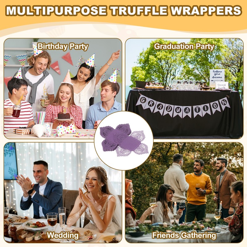 30PCS 4.1 Inch Truffle Wraps for Wedding Birthday, Dark Purple gallery