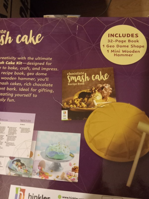 Lot Of 3 Hinkler Chocolate Smash Cake Kit W/ Recipe Book Geo Dome Mold Hammer gallery