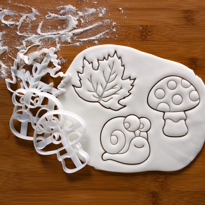 Mushroom, Maple Leaf, Snail Cookie Cutters Set -enchanted woodland forest garden