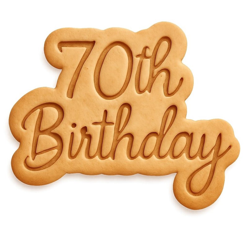 Cursive 70th Birthday Cookie Cutter & Stamp, Fondant & Clay – 4×3.1