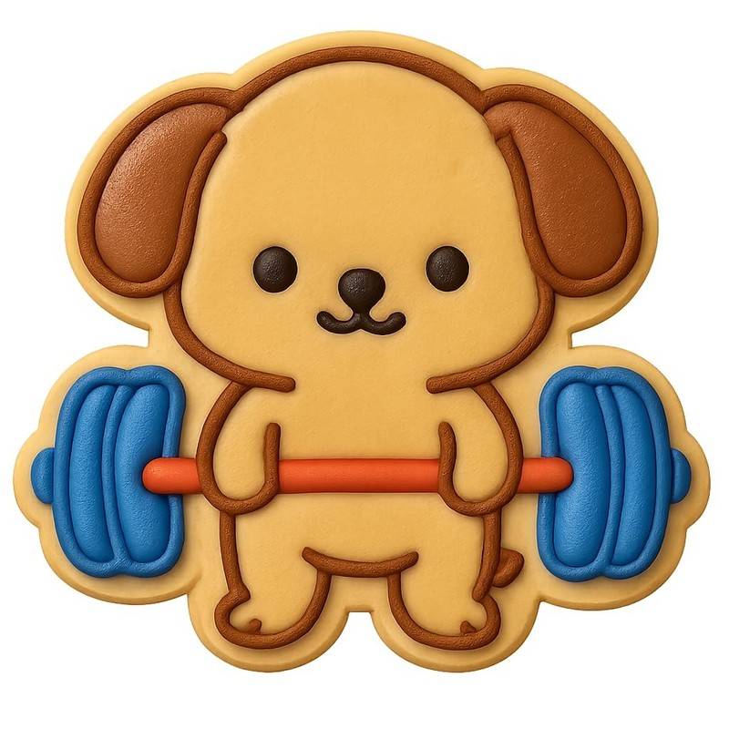 Chibi Puppy Lifting Weights Cookie Cutter & Stamp, Fondant, Clay - 4x3.5" gallery