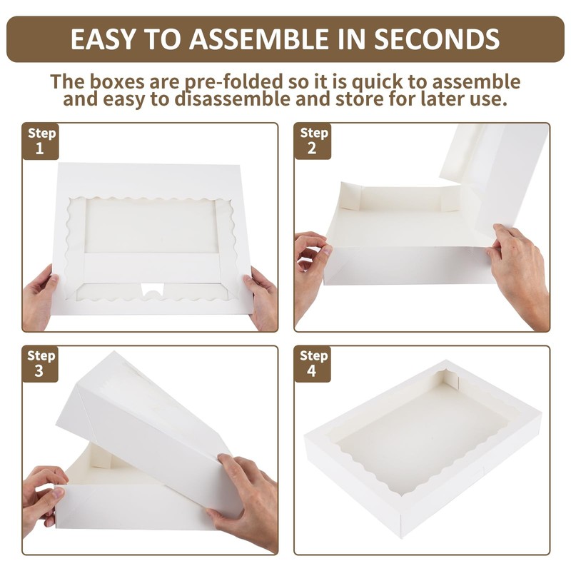 Moretoes 30pcs 16x11x2.5 Inches White Bakery Boxes Donut Boxes with Window Cooki gallery