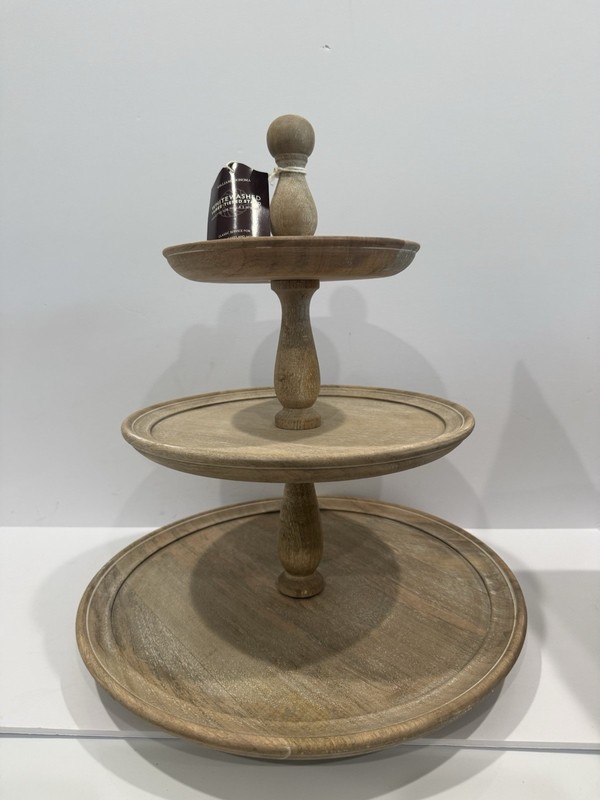 Williams Sonoma White Washed Wooden Three Tier Stand