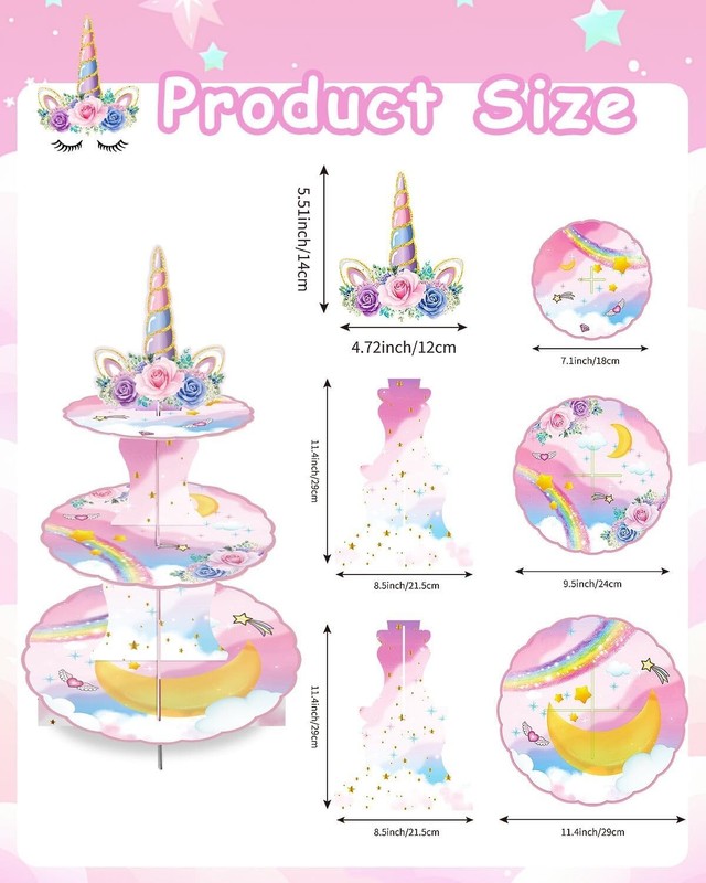 2 Pack Mermaid Cupcake Stands,3-Tier Under The Sea Mermaid Tail Toppers gallery