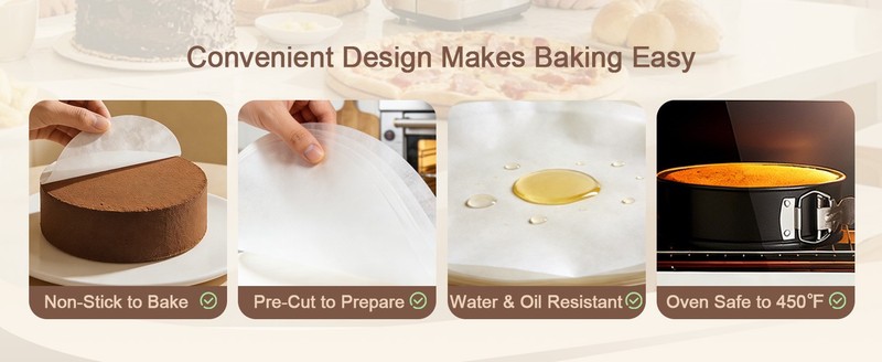 100 Pcs 8" Round Parchment Paper, Precut Non-Sti Oven-Safe Baking gallery