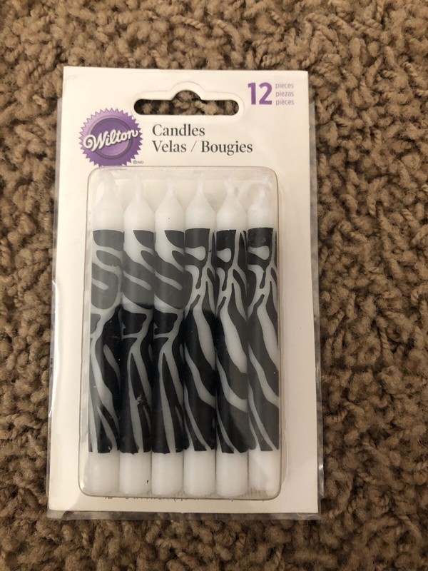 Zebra Stripe Birthday Candles,Party Cake Toppers,Wilton,2811-1106,White/Black