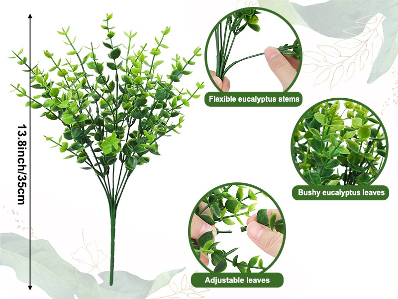12 Bundles Greenery Artificial Plants Outdoors, Eucalyptus Stems UV gallery