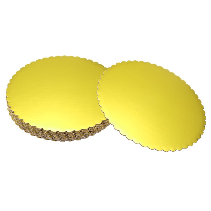 10 Pcs Scalloped Cake Circle Base, 10.9 Inch Cake Cardboards, Gold Tone