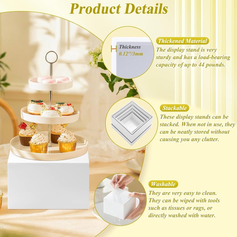 9 PCS White Buffet Risers and Stands | Food Display Risers for Buffet Table | Ac gallery