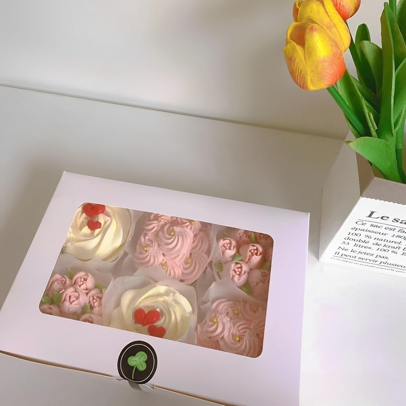 8X6X2.5In 20Pcs White Cookie Boxes with Window, Pastry Boxes for Gift Giving, Tr gallery