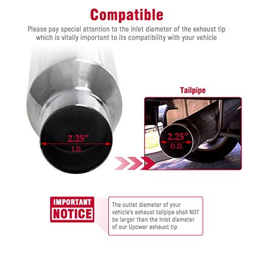 2 PCS Universal Stainless Steel Exhaust Tip 2.25" Inlet 3.5" Outlet 18" Long gallery