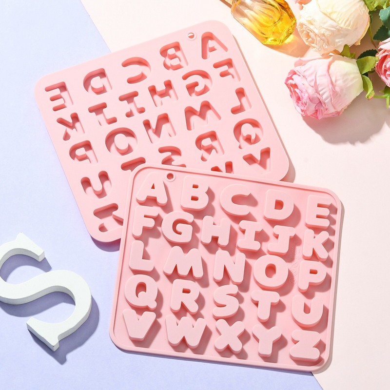 2Pcs Silicone Letter Molds 3D Initial Alphabet Silicone Molds for Baking Dessert gallery