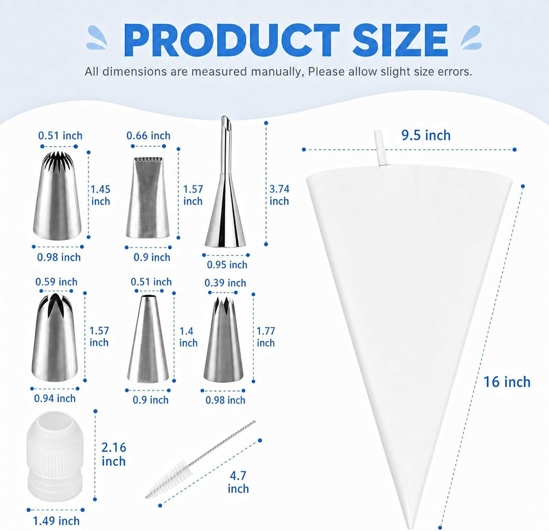 Reusable Piping Bags and Tips Set – 16" Pastry Bags for Cake Decorating, Cupcake gallery