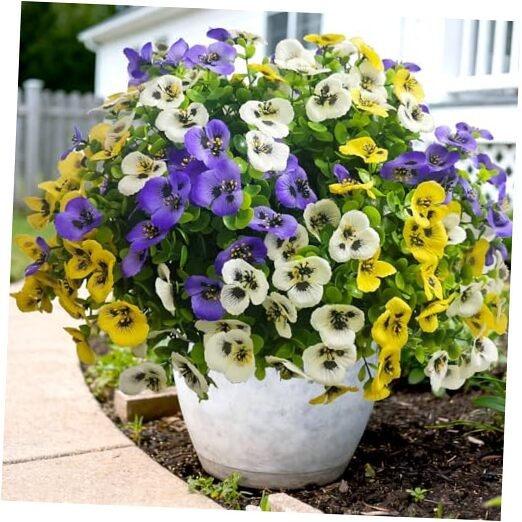 Artificial Flowers for Outdoors Fake Plants Spring Decor 14 Purplewhiteyellow gallery