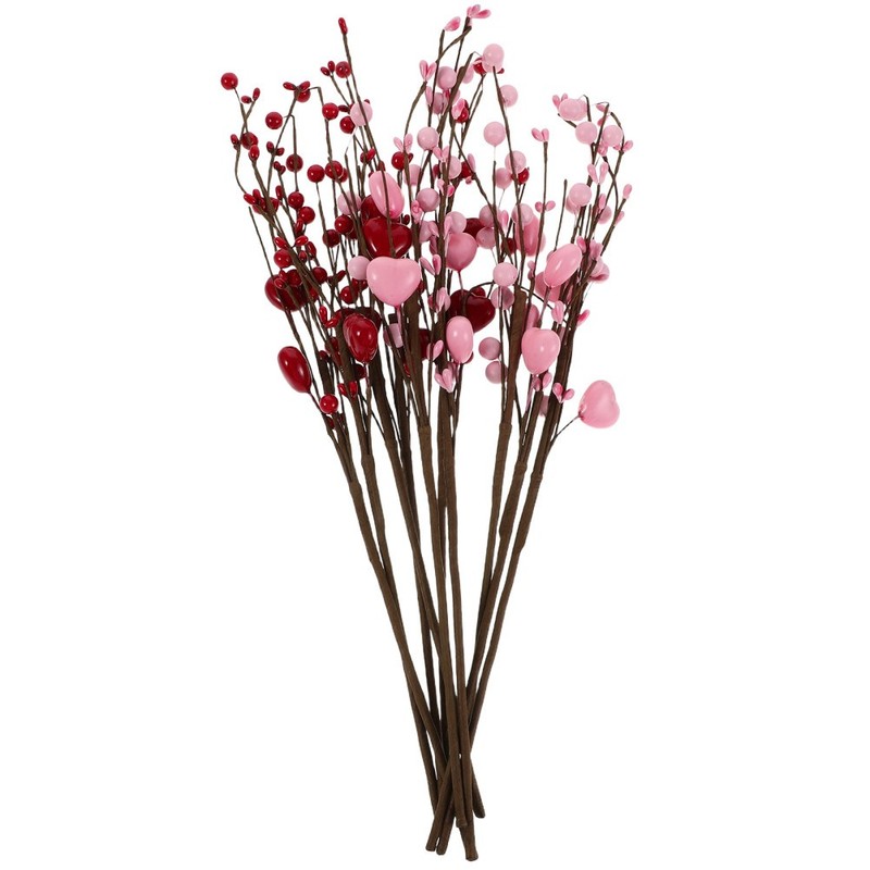 10Pcs Assorted Color Valentine Heart Flower Picks for Elegant Party Room Decor