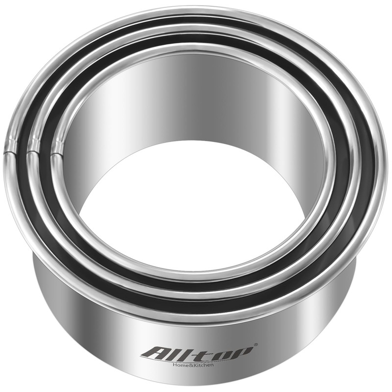 ALLTOP 3PC Stainless Steel Biscuit Cutter Set for Cookies, Pastry, Fondant