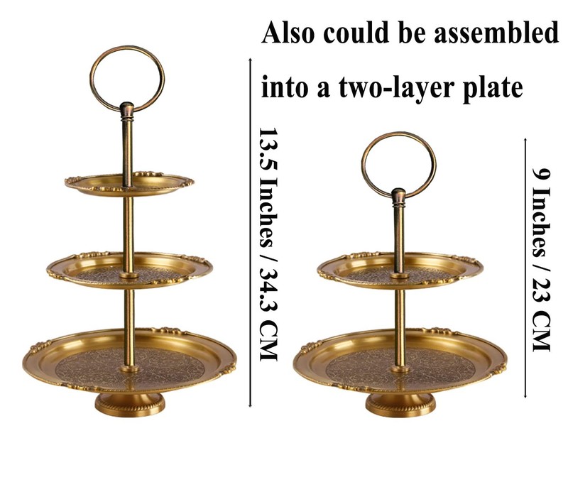15 Inches 3-Tier Cupcake Retro Golden Stand Hardware Fittings, Metal Mold Rou... gallery