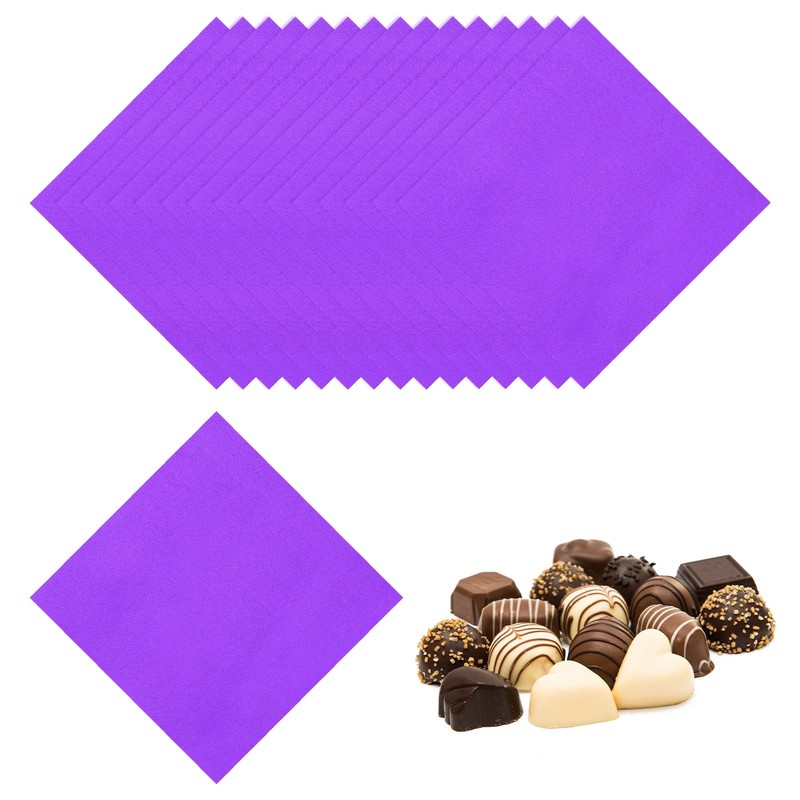 200 Pcs Candy Foil Wrappers, 7.87 x 7.87″ Wrappers, Purple (Orange Peel)