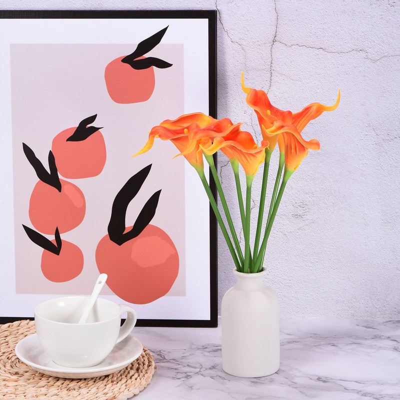 10Pcs 13" Artificial Calla Lily Flowers Floral Bouquet Decor, Orange Red gallery