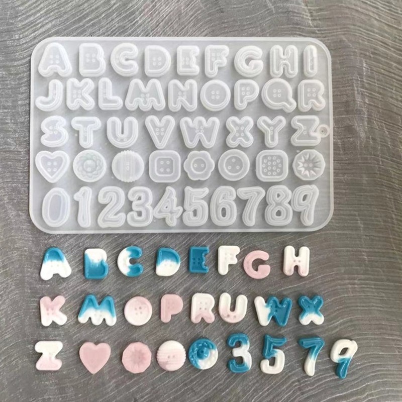 Button Shape Letter Number Mold DIY Keychain Earring Pendant Mold Jewelry Craft gallery