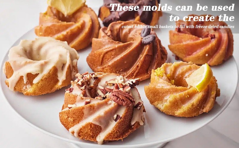 2 Pcs Mini Fluted Cake Pan, 6-Cavity Fluted Tube Cake Pan, Non-stick Silicone gallery