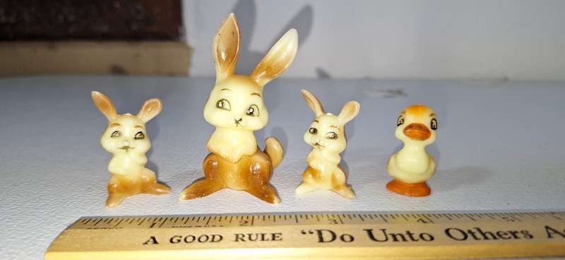 4 Vtg Celluloid Plastic Wilton Bunnies And Duck Easter Cake Toppers gallery