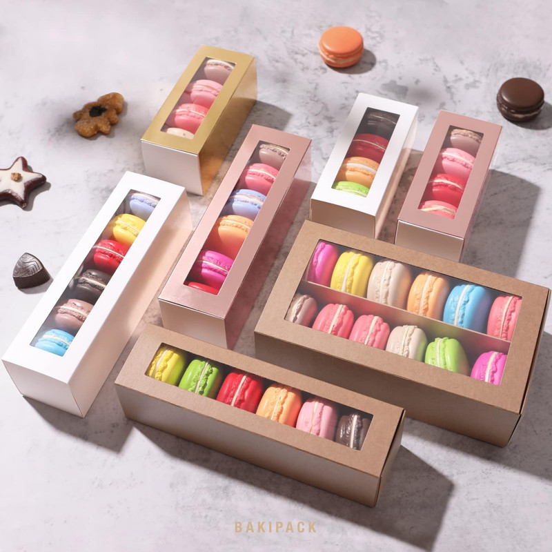 25 Rose Gold Macaron Boxes with Clear Window, Elegant Style, Holds 6 Macarons, 7 gallery