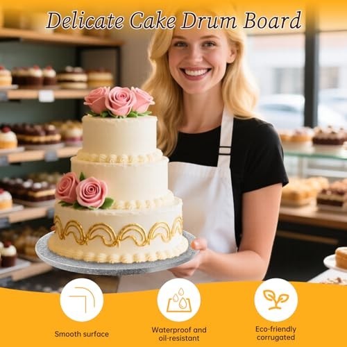 12 Inch Cake Drum-Sturdy 1/2 in Thick,Wrapped in Aluminum Foil-Round Cake gallery