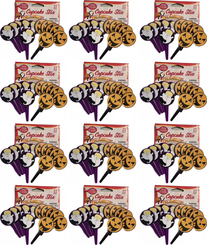 144 pc Betty Crocker Halloween Cupcake Stix Pumpkin Ghost Decorating Picks Stick