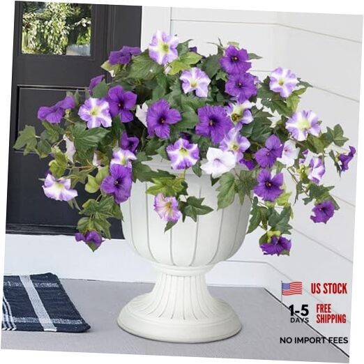 Artificial Fake Flowers Plants for Outdoor Decoration, 2PCS 2 Pcs Purple White