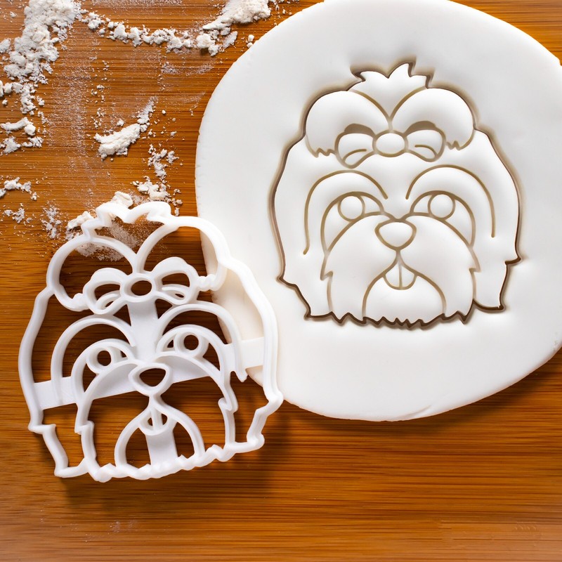 Shih Tzu Face Cookie Cutter – cute portrait dog treats adoption rescue birthday