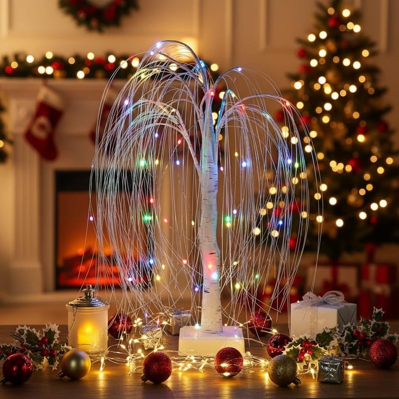 Nxuebdu Christmas Tree Decor Remote - 2Ft Rgb Led Willow Tree 60 Color Changing gallery