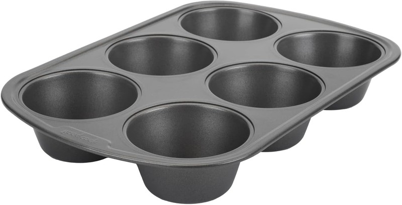 Everyday Nonstick Steel Jumbo Texas Muffin Pan, 6-cup, Gray gallery