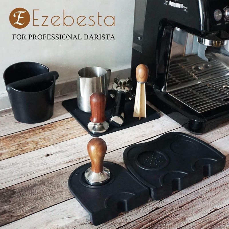 Ezebesta Coffee Tamper Mat for Portafilter - Silicone Tamping Large, Black gallery
